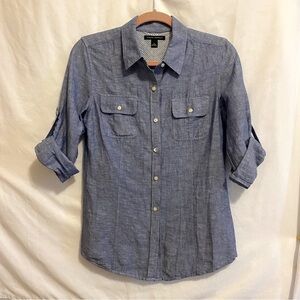 Banana Republic Denim Button-down Shirt Size 4 with tie up Sleeves
